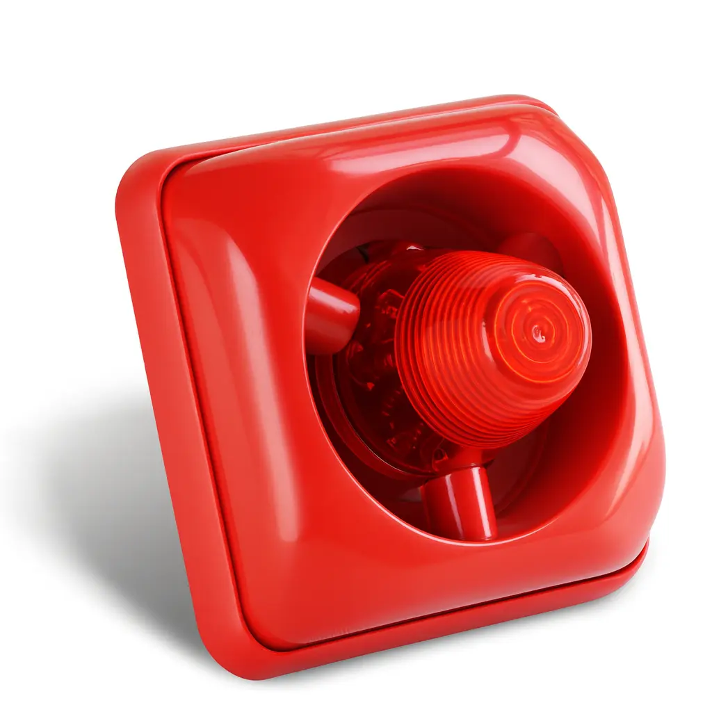Siren with flash, 24V, red